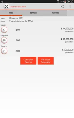 Lotería Costa Rica android App screenshot 3